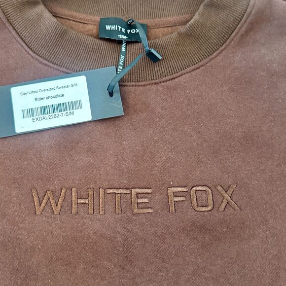 NWT* White Fox Stay Lifted Oversized Sweatshirt in Bitter Chocolate - S/M - Picture 7 of 8